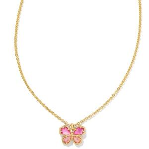 Kendra Scott Gold and Pink Butterfly Pendant Necklace